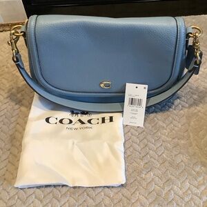 Coach Legacy Small Pebble Leather Shoulder Bag Crossbody Bluebell